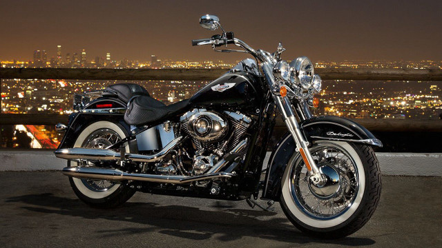 Motorcycle rooftop city night skyline free wallpaper for desktop - medium preview image