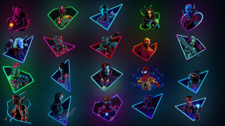 Neon colored stickers characters shapes - neon free wallpaper for desktop