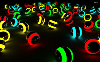 Colorful balls numbers dark room 2 - interactive free wallpaper