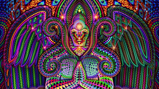 Psychedelic angel wings skull chest - dmt free wallpaper
