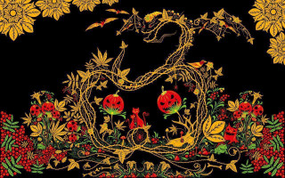 Black background floral border snake - ayami kojima free wallpaper