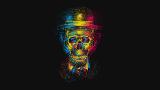 Man hat glasses neon skull - a neon free wallpaper