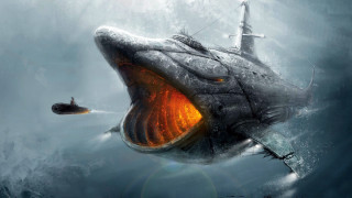 Large shark boat mouth ship - fantasy concept art free wallpaper