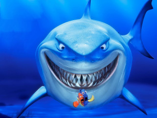 Cartoon shark smiling fish mouth - a fish free wallpaper