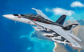 Fighter jet ocean mountain range - airbrush free wallpaper