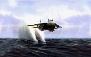 Fighter jet ocean jet boat 2 - don maitz free wallpaper