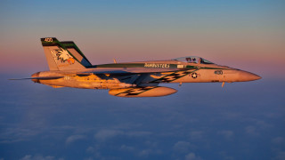 Fighter jet sunset blue sky - cloud below free wallpaper