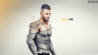 Tattooed man 3d render promotional - free neon wallpaper for desktop