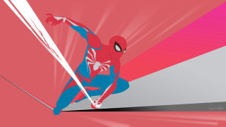 Spider man running sword pink - a pink background behind free wallpaper