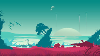 Dinosaur scene field grass plants - 2 d game art free wallpaper
