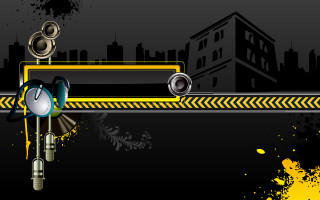 Yellow black clock sign building - sign free wallpaper