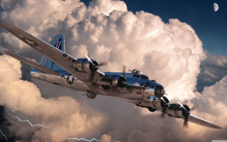 Plane flying cloudy sky moon - a plane free wallpaper for desktop