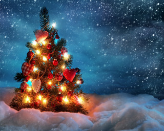 Christmas tree lights snow blue - hd wallpaper free wallpaper