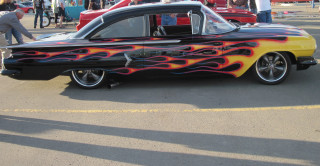Flame painted car parking lot - a hood free wallpaper