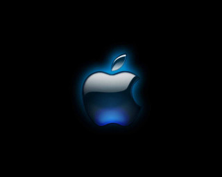 Apple logo black background blue - an apple logo free wallpaper