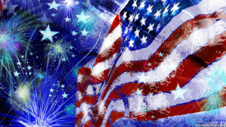 Patriotic flag fireworks blue sky - patriotic free wallpaper