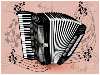Accordion musical notes pink background - composition free wallpaper