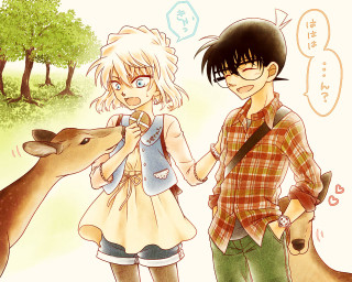 Boy girl deer tree thoughtbubble - a boy and a girl free wallpaper