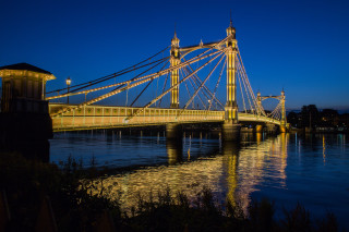 Bridge water lights nighttime view - christo free wallpaper for desktop