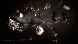 Old electronics scattered dark image - electronic free wallpaper