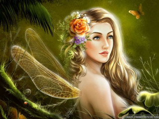 Woman flower dragon shoulder hair 2 - butterfly free wallpaper