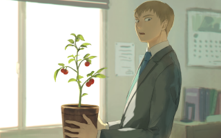 Man suit potted plant room - a man in a suit holding free wallpaper