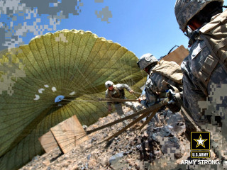 Soldiers holding large green leaves - a soldier free wallpaper