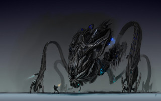 Giant alien creature man night - the dark night sky free wallpaper