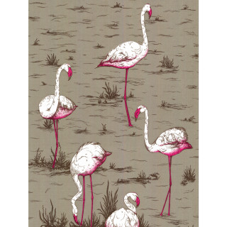Flamingos grass field water plants - kitsch movement free wallpaper for tablet