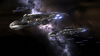 Ships flying space galaxy stars - a group of ships free wallpaper