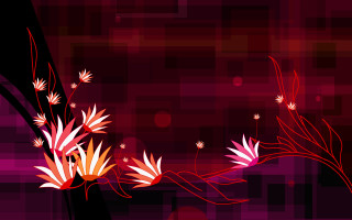 Red pink background flowers leaves - environment free wallpaper