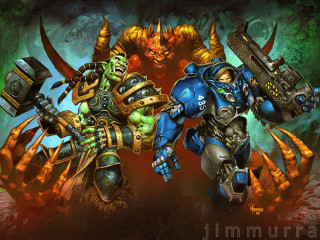 Warhammers fighting demon cave giant - a giant demon free wallpaper