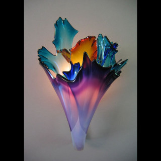 Colorful glass vase multiple colors - iridescent accent free wallpaper