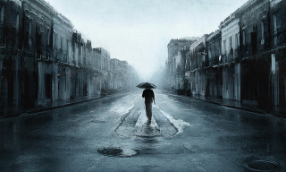 Person walking street umbrella rain 5 - cyril rolando free wallpaper