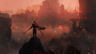 Man mountain city night red - bastien lecouffedeharme free wallpaper