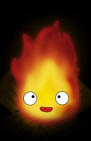 Cartoon fire face eyes on - fire free wallpaper for mobile