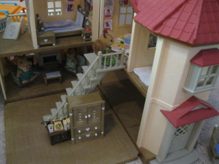 Dollhouse staircase bedroom secondstory architecture - bertram brooker free wallpaper