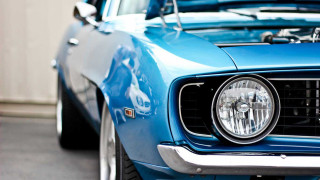 Blue mustang garage hood up - a blue mustang mustang free wallpaper