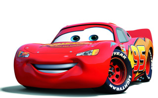 Cartoon character smiling red car 3 - a yellow stripe free wallpaper