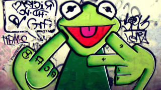 Graffiti frog cover art title - a green frog free wallpaper