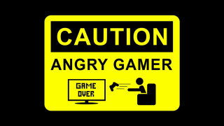 Yellow caution sign angry gamer - video game free wallpaper