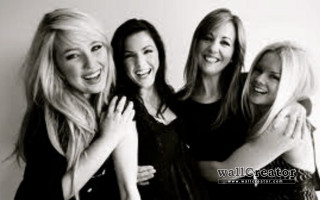 Women smiling hugging group friends - caroline lucy scott free wallpaper