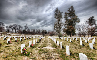 Cemetery cloudy sky tree headstones - a cemetery free wallpaper