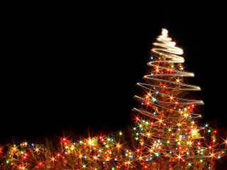 Christmas tree lights dark night 2 - a black sky free wallpaper