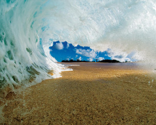 Large wave breaking beach brown - amazing free wallpaper