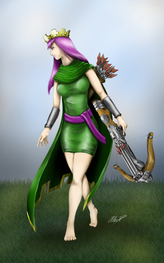 Woman green dress sword bird 2 - fan qi free wallpaper for mobile