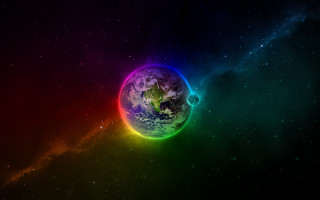 Colorful earth space stars rainbow 4 - space art free wallpaper