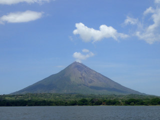 Mountain water trees boat shore - a large mountain free wallpaper for desktop