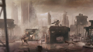 City scene people buildings smoke - craig mullins free wallpaper for desktop
