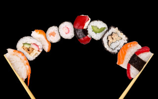 Sushi roll chopsticks circle black - a circle free wallpaper